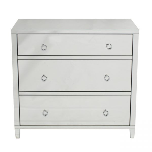 Glamour Mirrored 3 Drawer Chest | Contemporary Pieces