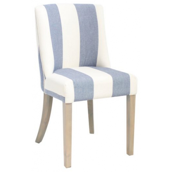 Ophelia Dining Chair Blue and White Wide Stripe