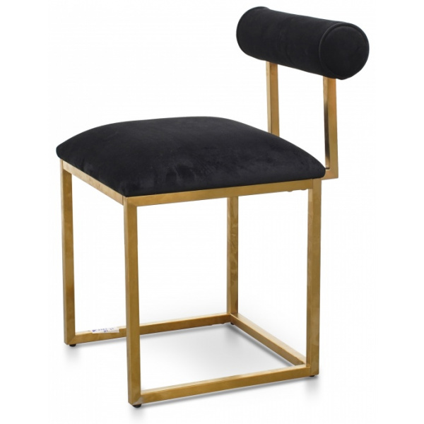 Juno Dining Chair Black Velvet Brushed Gold