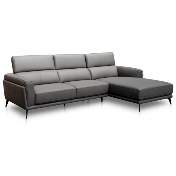 Parker Right Chaise Sofa Charcoal Leather