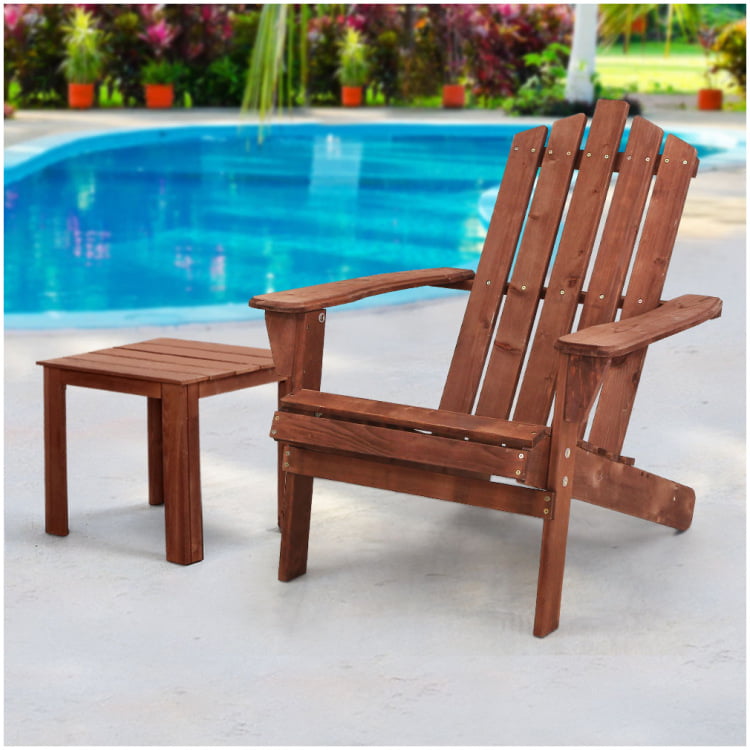 Outdoor  Lounge Chairs Table Setting Wooden Adirondack Lounges Chair