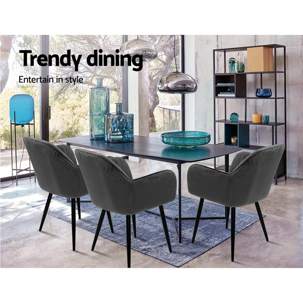 Simona Dining Chairs Velvet Grey 2