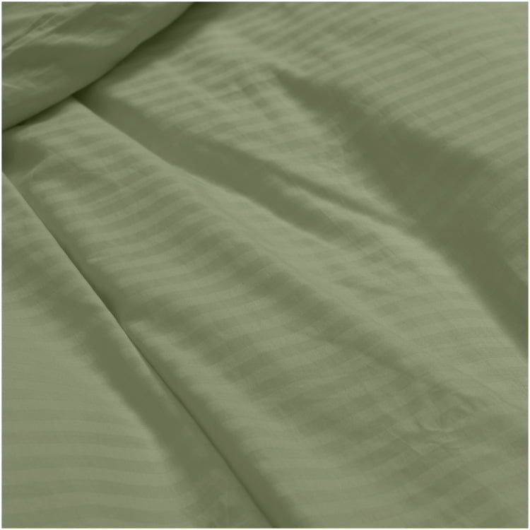 Paxton Cotton Stripe Quilt Duvet Cover Set Queen Olive