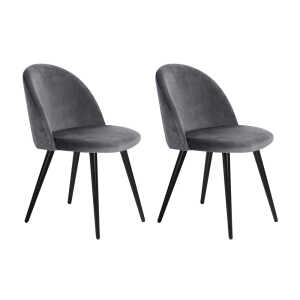 Marcus Velvet Modern Dining Chair Dark Grey 2 Set