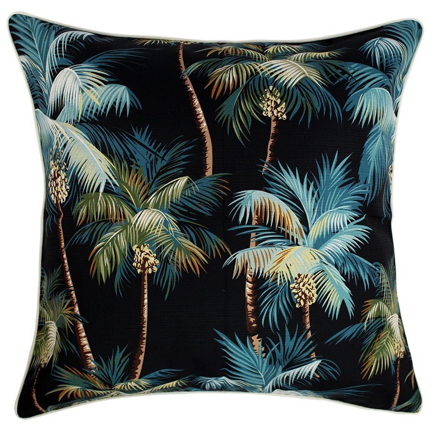 Large Cushion Cover Palms Black Square
