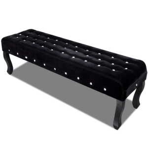 Pippa Velvet Ottoman Bench Seat Black